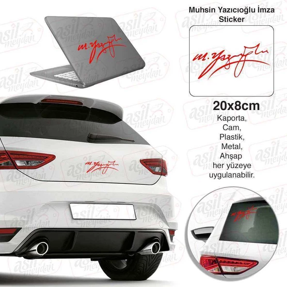 Muhsin Yazıcıoğlu İmzası Kırmızı Sticker, Araba, Etiket, Aksesuar, Tuning, Modifiye, Arma