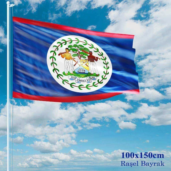 Belize Bayrağı - 100x150 cm (1 metre x 1,5 metre) - Raşel Kumaş
