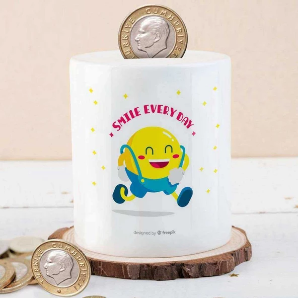 Smile Every Day Yazılı Gülen Emoji Para Birikim Kumbarası-214805
