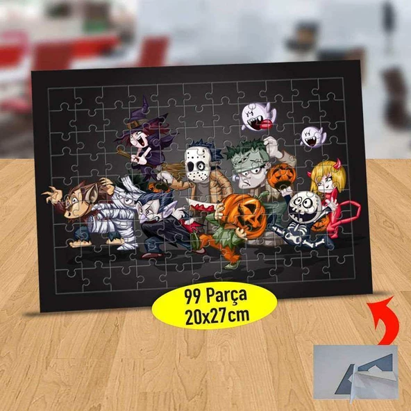 Halloween Zombiler ve Vampirler 99 Parça Puzzle Yapboz Tablo-187