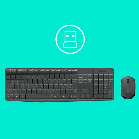 Logitech MK235 Kablosuz Klavye Mouse 920-007925 - Resim 7
