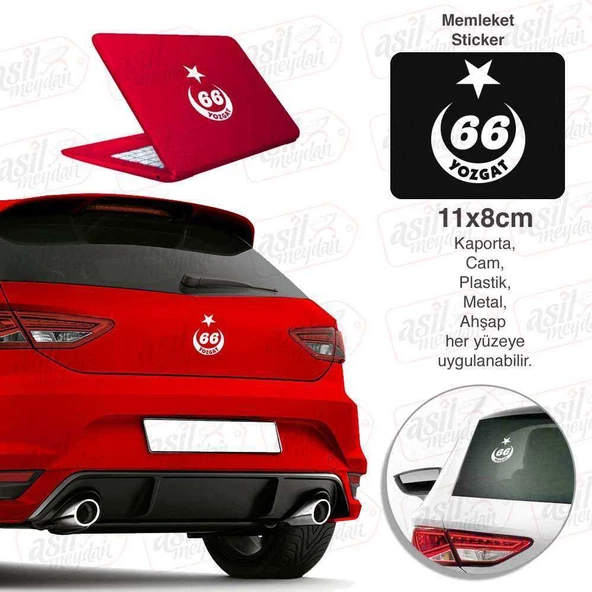 Yozgat Plaka 66 Ay Yıldız Beyaz Sticker, Araba, Araç, Etiket, Aksesuar, Tuning, Modifiye, Arma