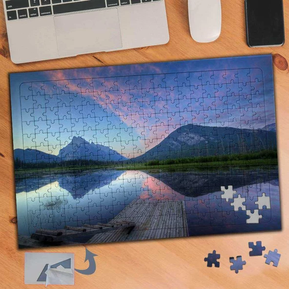 Sıra Dağlar-Göl Yansıması Manzara 240 Parça Puzzle Yapboz Tablo-855