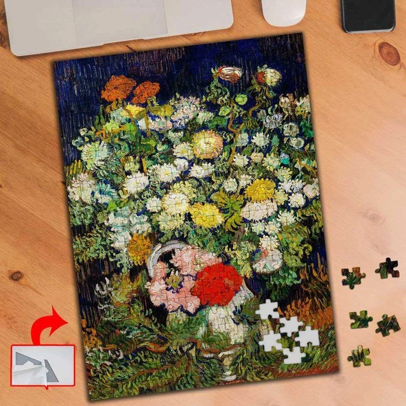 Vazoda Çiçek Buketi, Van Gogh 240 Parça Puzzle Yapboz Tablo-7098