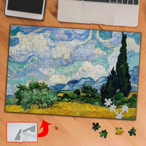 Selvi Buğday Tarlası,Van Gogh 240 Parça Puzzle Yapboz Tablo-1567