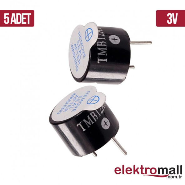 3v 12mm Aktif Buzzer - 5 Adet - 1