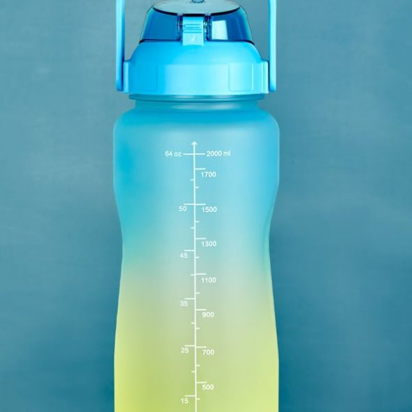 Walke Premium 2.2 ml Motivasyonel Su Matarası Sarı Mavi