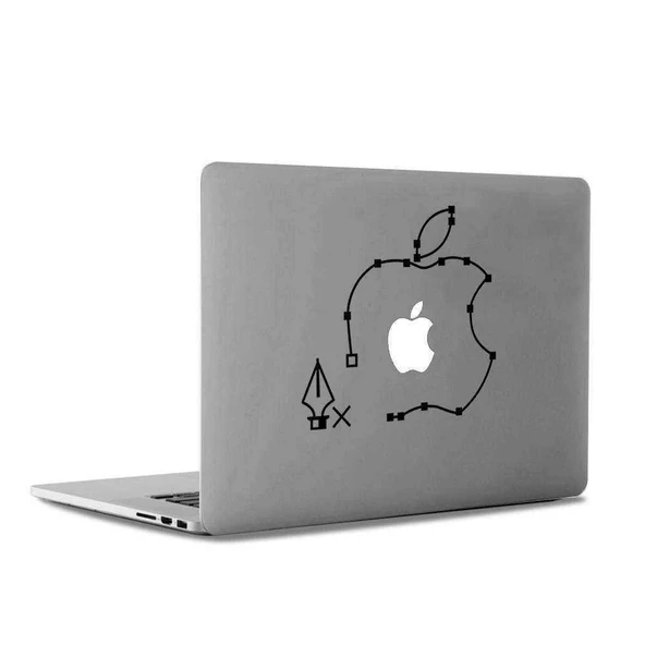 Pen Tool Path vektör Mac Book Laptop Sticker, Etiket, Çıkartma