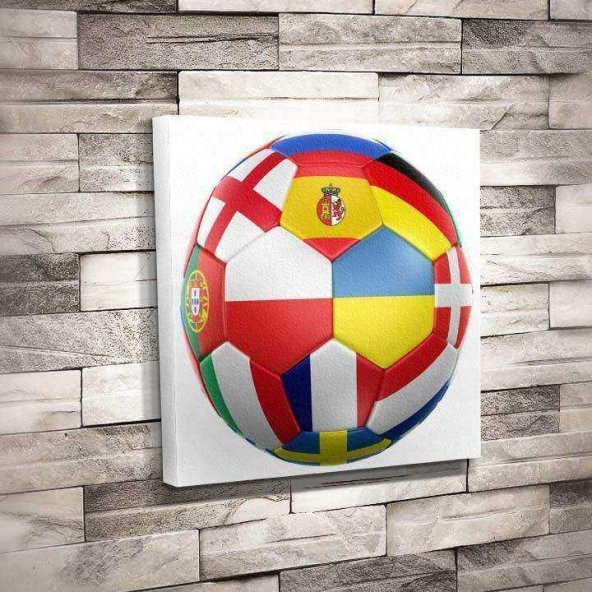 Euro 2012 kupasına katılan ülkelerin bayrakları -Futbol -Top - Tuval Dekoratif Kanvas Tablo 50x50cm