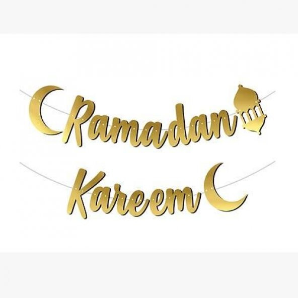 Gold Renkli Ramadan Kareem Yazılı Kaligrafi Banner 210*20cm