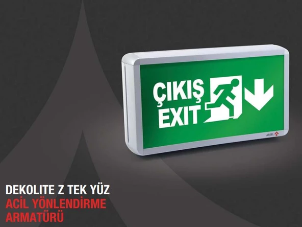 Arsel Dekolite Z Serisi AE-4113-L Acil Çıkış Yönlendirme Armatürü Kesintide 180 Dak. Yanan 500 Lümen LED