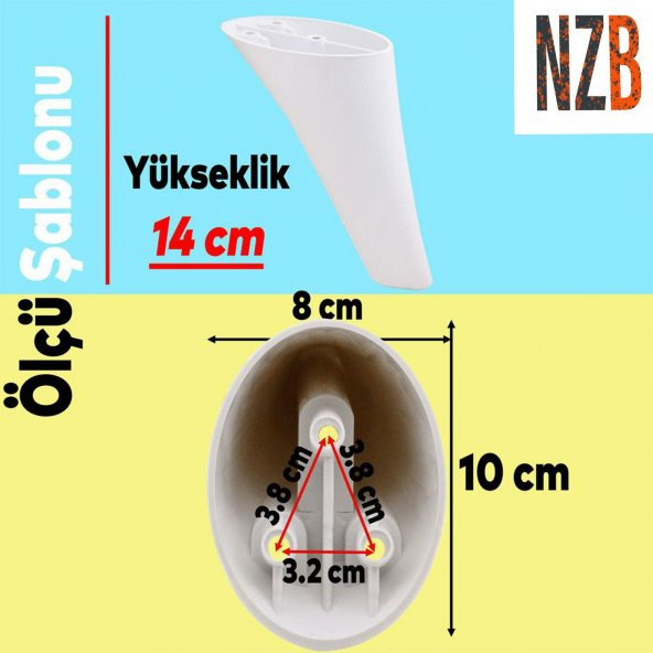 Lüks Mobilya Kanepe Sehpa TV Ünitesi Koltuk Ayağı 14 cm Beyaz Baza Ayak - 2