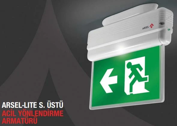 Arsel Arselite AE-1223-S Sıva Üstü Led'li Acil Çıkış Yönlendirme Armatürü Sürekli ve Kesintide 180 Dak. Yanan 500 Lümen Led