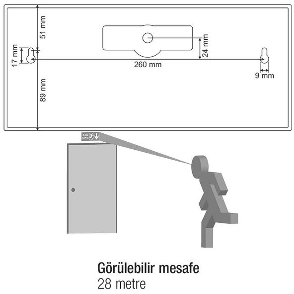 Arsel Sealite AS-3113 Acil Çıkış Yönlendirme Armatürü Kesintide 180 Dak. Yanan 20xF LED - Resim 4