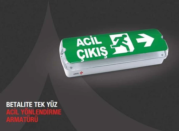 Arsel Betalite AEB-03213-L IP65 Acil Çıkış Yönlendirme Armatürü Sürekli ve Kesintide 180 Dak. Yanan 20xF LED