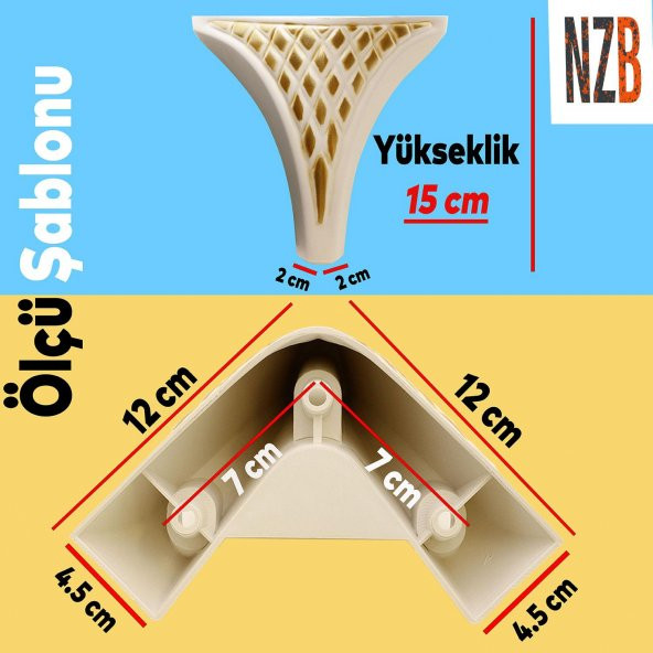 Lüks Mobilya Kanepe Sehpa TV Ünitesi Koltuk Puf Ayağı 15 cm Krem Altın Baza Ayak - Resim 5