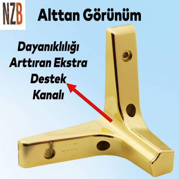 Lüks Mobilya Kanepe Sehpa TV Ünitesi Koltuk Ayağı 10 cm Altın Gold Baza Ayak - 3