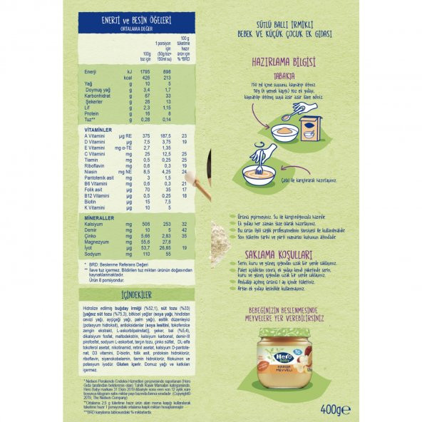 Hero Baby Sütlü Ballı İrmikli Kaşık Mama 400 gr 4'lü Paket - 4