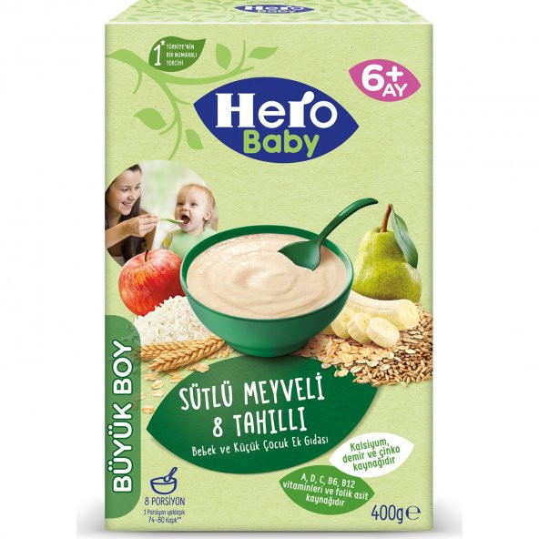 Hero Baby Sütlü Meyveli 8 Tahıllı Kaşık Mama 400 gr 4'lü Paket - 2