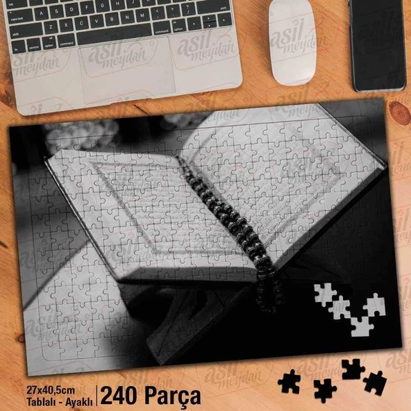 Asil Hobi Dini Kitap - Tesbih - Kuranı Kerim -İslam Yapboz -Ayak Destekli Çerçeveli 240 Parça Puzzle
