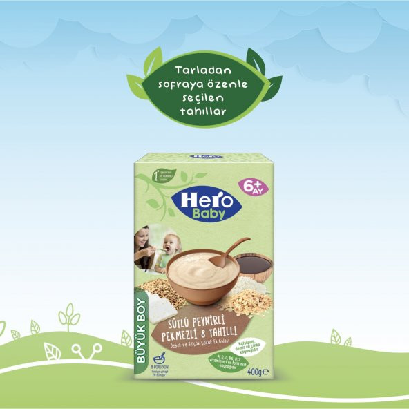 Hero Baby Sütlü Peynirli Pekmezli 8 Tahıllı Kaşık Mama 400 gr 3'lü Paket - 5