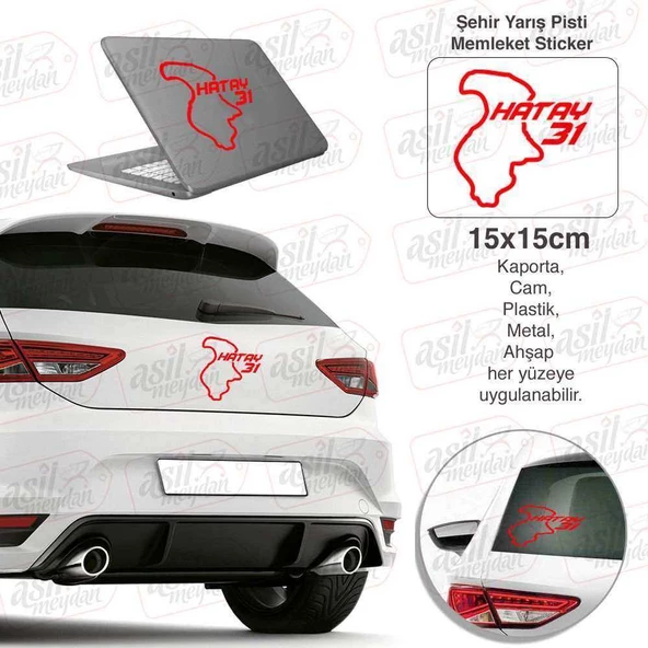 Hatay İli 31 Plaka Kodu Memleket Kırmızı Yarış Pisti Sticker - Oto Araba Etiket, Aksesuar, Tuning