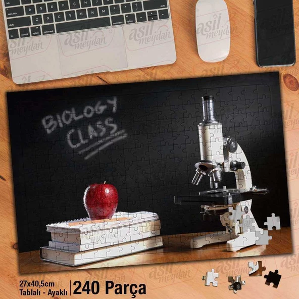 Asil Hobi Biyolog - Elma - Kimya - Simya-Labarotuvar Yapboz-Ayak Destekli Çerçeveli 240 Parça Puzzle