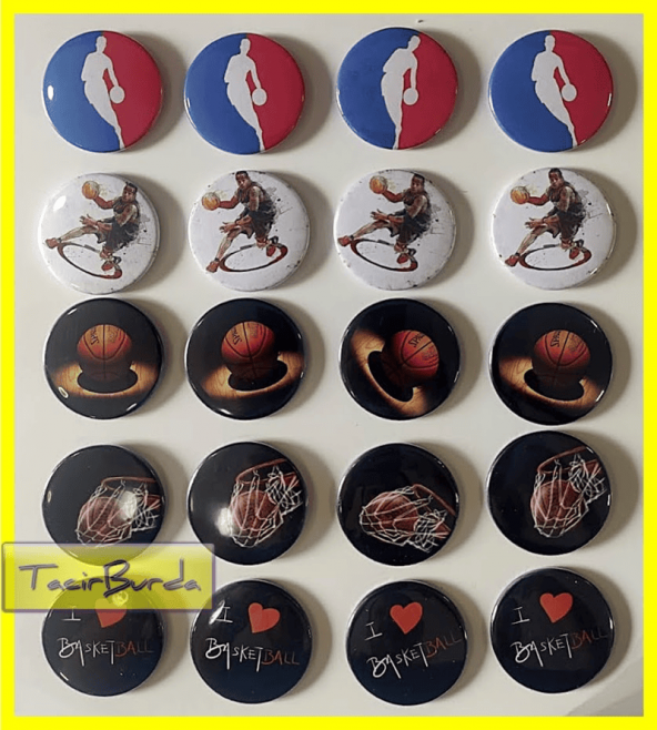 Basketbol Rozet - 20 Adet Öğrenci Motivasyon Rozeti.94.MRS.PÖ.