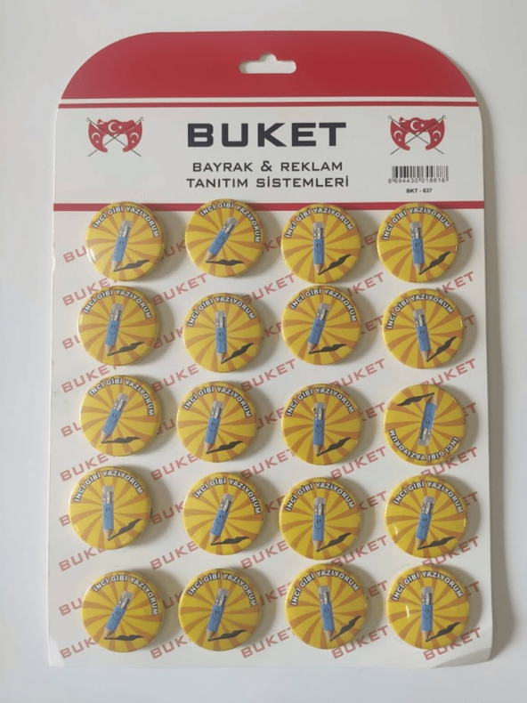 İnci Gibi Yazıyorum Rozet Bkt637 - 20 Adet Öğrenci Motivasyon Rozeti.94.MRS.PÖ.