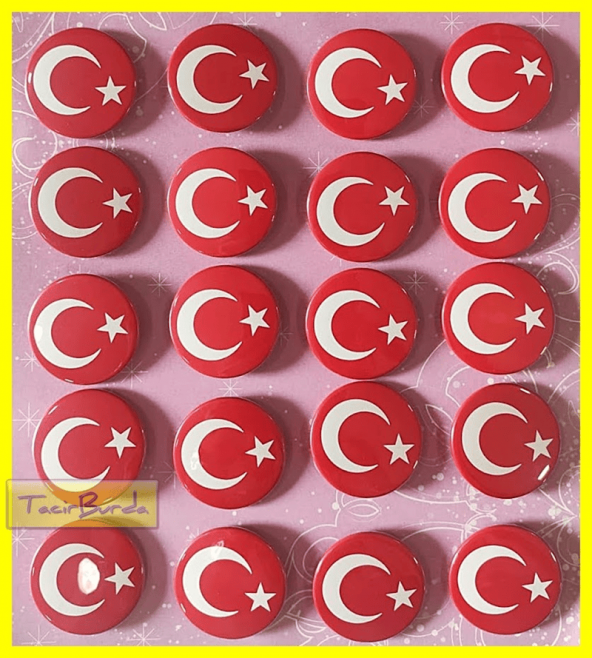 Türk Bayrağı Rozet - 20 Adet Öğrenci Motivasyon Rozeti.94.MRS.PÖ.