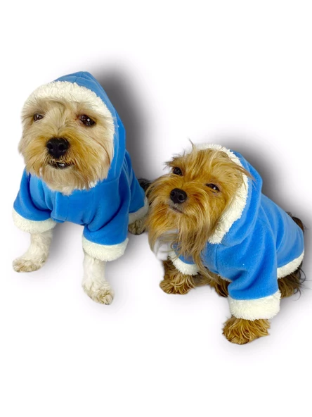 Blue Furry Kapşonlu Ceket Sweat by Kemique Köpek Kazağı - 5