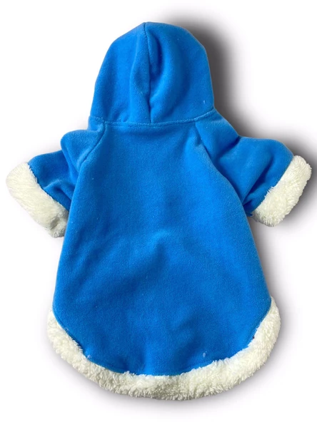 Blue Furry Kapşonlu Sweatshirt Ceket Kedi Süeteri Kıyafeti - 7
