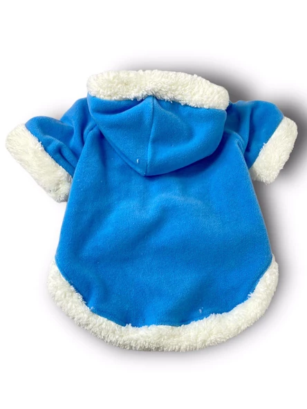 Blue Furry Kapşonlu Sweatshirt Ceket Kedi Süeteri Kıyafeti - 8
