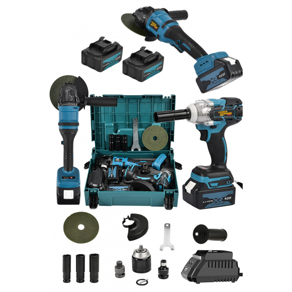 Lieber German Alman 92V 10 Ah Brushless Kömürsüz Motor Şarlı Taşlama Akülü Bijon Somun Sökme Sıkma Makinası