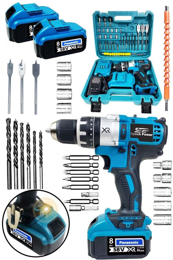 Spech Power 14.4 V 2 ah Bakır Sargı Metal Şanzuman 30 Parça Multi Set Hediyeli Çift Akülü Darbeli Matkap