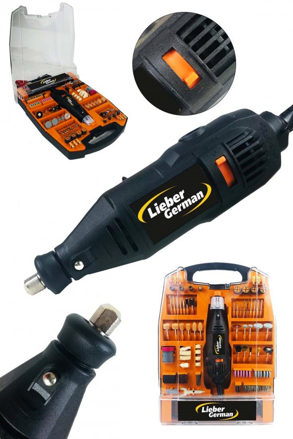 Lieber German 340 Parça 400 Watt Devir Ayarlı Ahşap Mermer Plastik Oyma Hobi Kalıpçı Taşlama Gravür Makinesi - 2