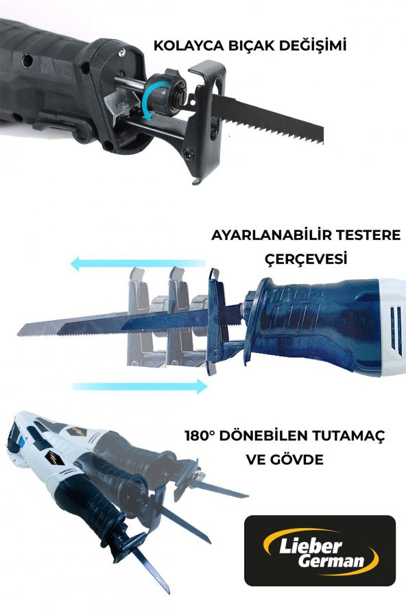 Lieber German 2400 Watt Devir Ayarlı 8 Bıçaklı Bakır Sargılı Beton Tuğla Kemik Kesme Tilki Kuyruğu Makinesi - 2