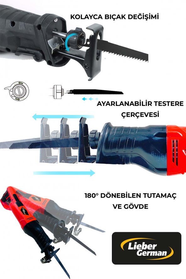 Lieber German 2400 Watt Devir Ayarlı Bakır Sargılı 8Bıçaklı Beton Tuğla Kemik Kesme Makinesi Tilki Kuyruğu - 2