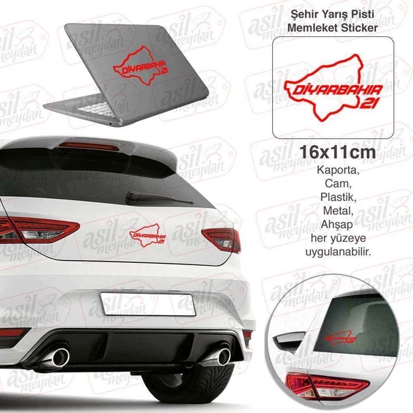 Diyarbakır 21 Plaka Kodu Memleket Yarış Pisti Kırmızı Sticker - Oto Araba Etiket, Aksesuar, Tuning