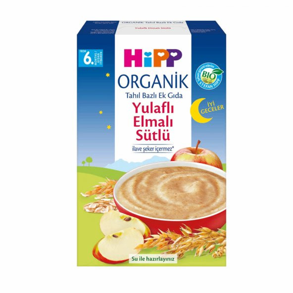 Hipp Organik İyi Geceler Yulaflı Elmalı Sütlü Kaşık Mama 250 gr