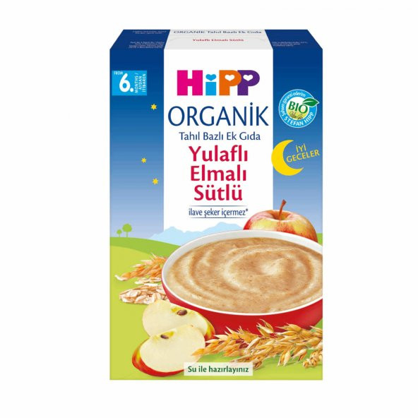 Hipp Organik İyi Geceler Yulaflı Elmalı Sütlü Kaşık Mama 250 gr 2li Paket