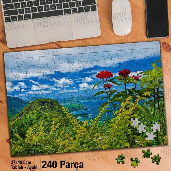 Asil Hobi - Kuş Bakışı Manzara - Çiçek - Ağaçlar - Doğa - Yapboz - Ayak Destekli 240 Parça Puzzle