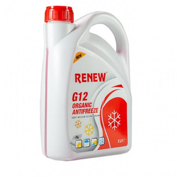 Renew G12 Organik Kırmızı Antifriz -56C 3 Litre ( Üretim Yılı : 2022 )Renew G12 Organik Kırmızı Antifriz -56C 3 Litre