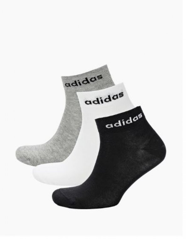 adidas Non-Cushioned Bilek Boy UNİSEX Çorap - 3 Çift - Siyah-Gri-Beyaz GE6179