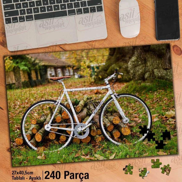 Asil Hobi Bisiklet - Doğa - Sonbahar -Manzara Yapboz- Ayak Destekli Çerçeveli 240 Parça Puzzle