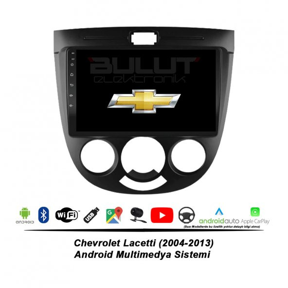 Chevrolet Lacetti Android Multimedya Sistemi (2004-2013) 2 GB Ram 16 GB Hafıza 4 Çekirdek İphone CarPlay Android Auto Cadence Soundstream Pyle