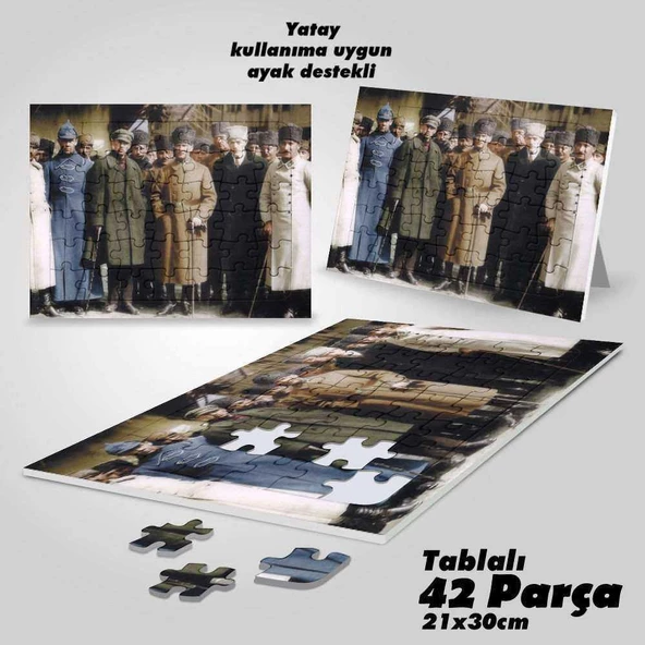 Asil Hobi Mustafa Kemal Atatürk - Arkadaşları - Yapboz - Ayak Destekli Çerçeveli 42 Parça Puzzle