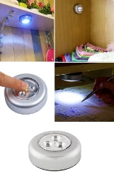 Işık Lamba Dokunmatik Led Kablosuz Spot Ampul  Yapışkanlı Banyo Dolap Tavan Lambası 3 Led - 1