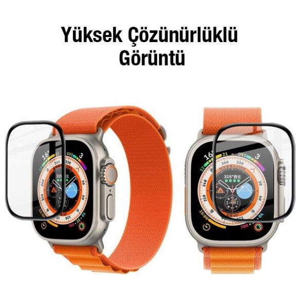 Coofbe Apple Watch Ultra 49mm Full Kaplama Ekran Koruyucu, Su geçirmez,Parmak İzi Bırakmaz 3D Koruyucu