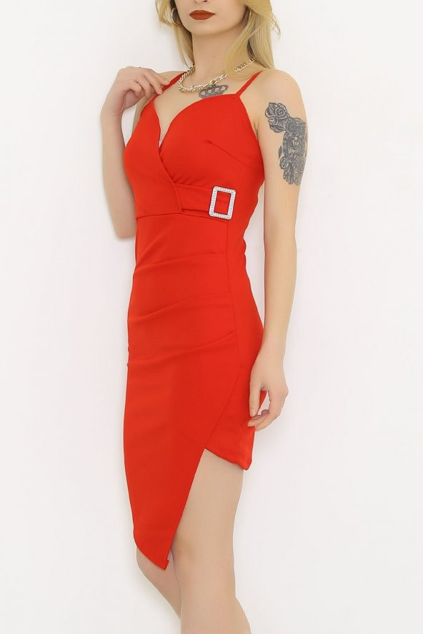 Kadın Toka Detaylı Elbise Kırmızı - 581756.1592.